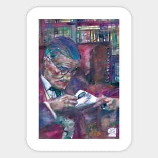 JAMES JOYCE reading - watercolor portrait Sticker